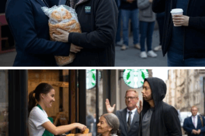 Starbucks Employee FIRED After Giving Leftovers to Homeless Elderly Woman – Unaware Eminem Witnesses All and Helps Her
