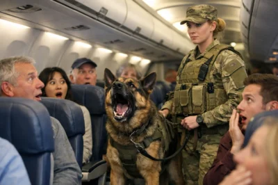 The Moment a Chaotic Airplane Cabin Fell Deathly Silent… And It Wasn’t a Human Who Did It – This Military Dog Changed Everything