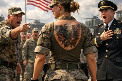“She’s Just A FAILURE. Unfit For Service.” My Dad Mocked Me In Front Of The Whole Base. Until They Saw My Back Tattoo, His Commander Froze, Stood Up… And Said Only 3 Words. My Father Looked Down. The Commander’s Voice Cracked: “She Outranks You.”